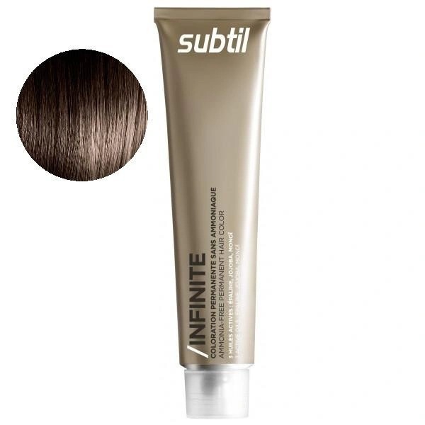 Coloration permanente sans ammoniaque de la marque Subtil produit Infinite N°5.35 Châtain clair doré acajou 60 ML