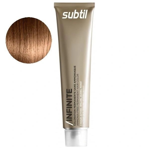 Coloration permanente sans ammoniaque de la marque Subtil produit Infinite N°8.71 Blond clair marron cendré 60 ML