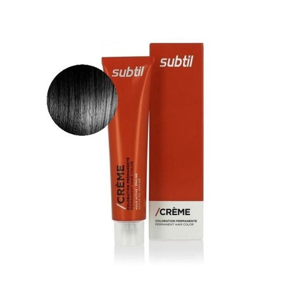 Coloration permanente de la marque Subtil Crème produit N°1 Noir intense 60 ML