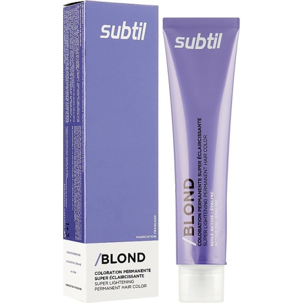 Coloration permanente super éclaircissante de la marque Subtil produit Blond N°12.12 Très blond clair cendré irisé 60 ML