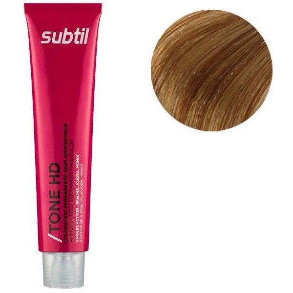 Coloration ton sur ton sans ammoniaque de la marque Subtil produit Tone HD N°8.30 Blond très Clair Doré intense 60 ML