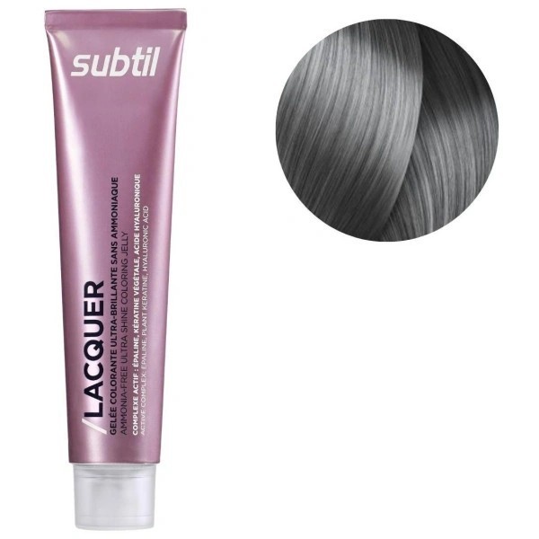 Coloration ton sur ton sans ammoniaque de la marque Subtil produit Lacquer Steel grey 60 ML