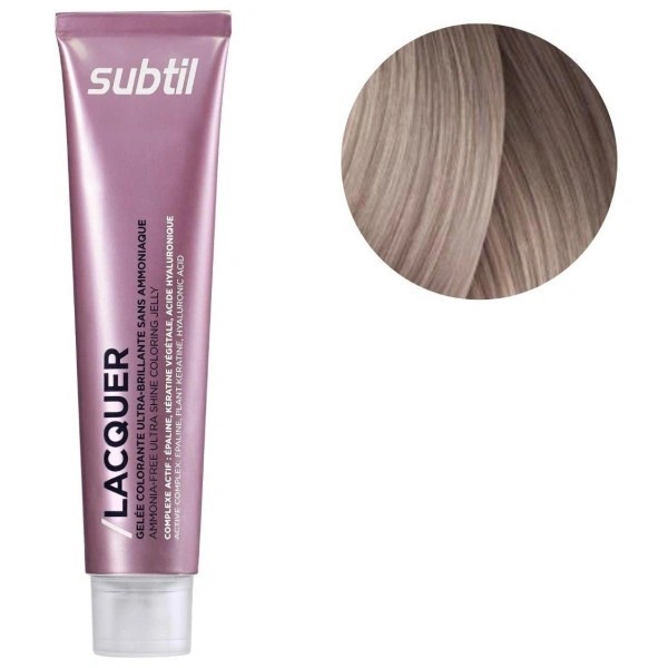 Coloration ton sur ton sans ammoniaque de la marque Subtil produit Lacquer n°9.21 Blond très clair irisé cendré 60 ML