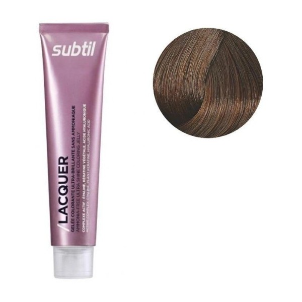 Coloration ton sur ton sans ammoniaque de la marque Subtil produit Lacquer N°7.74 Blond marron cuivré 60 ML