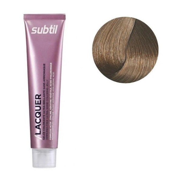 Coloration ton sur ton sans ammoniaque de la marque Subtil produit Lacquer N°8.73 Blond clair marron doré 60 ML